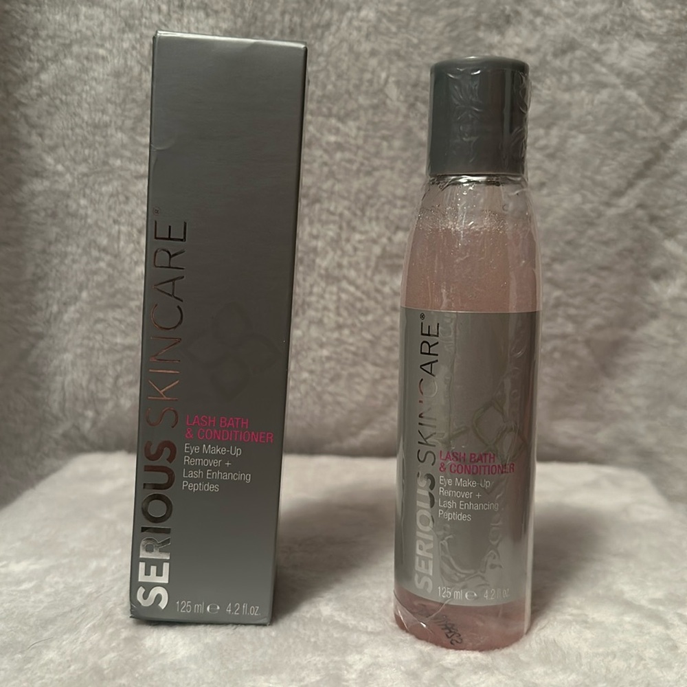 Lash bath and conditioner eye make up remover plus lash enhancing peptides.